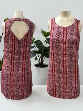 Pink Republic,Woman,Short Dress,Red,Sz S,Sleeveless,Round Neck,Print,Bare Back.!